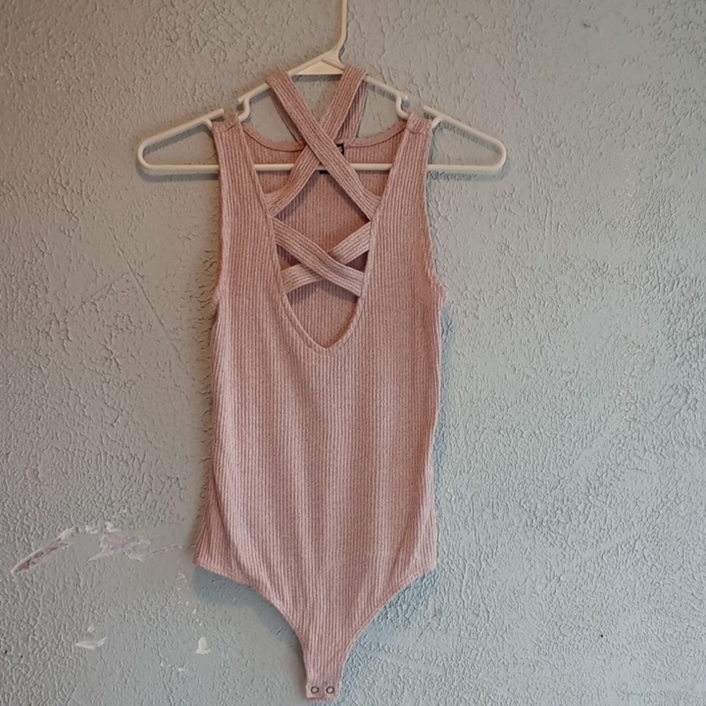 Express Blush Ribbed Knit Top